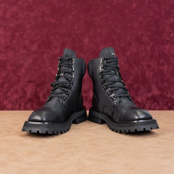 DKNY Women River Black Leather Platform Lug Festival Fashion Combat Boots sz 9 - Picture 2 of 8